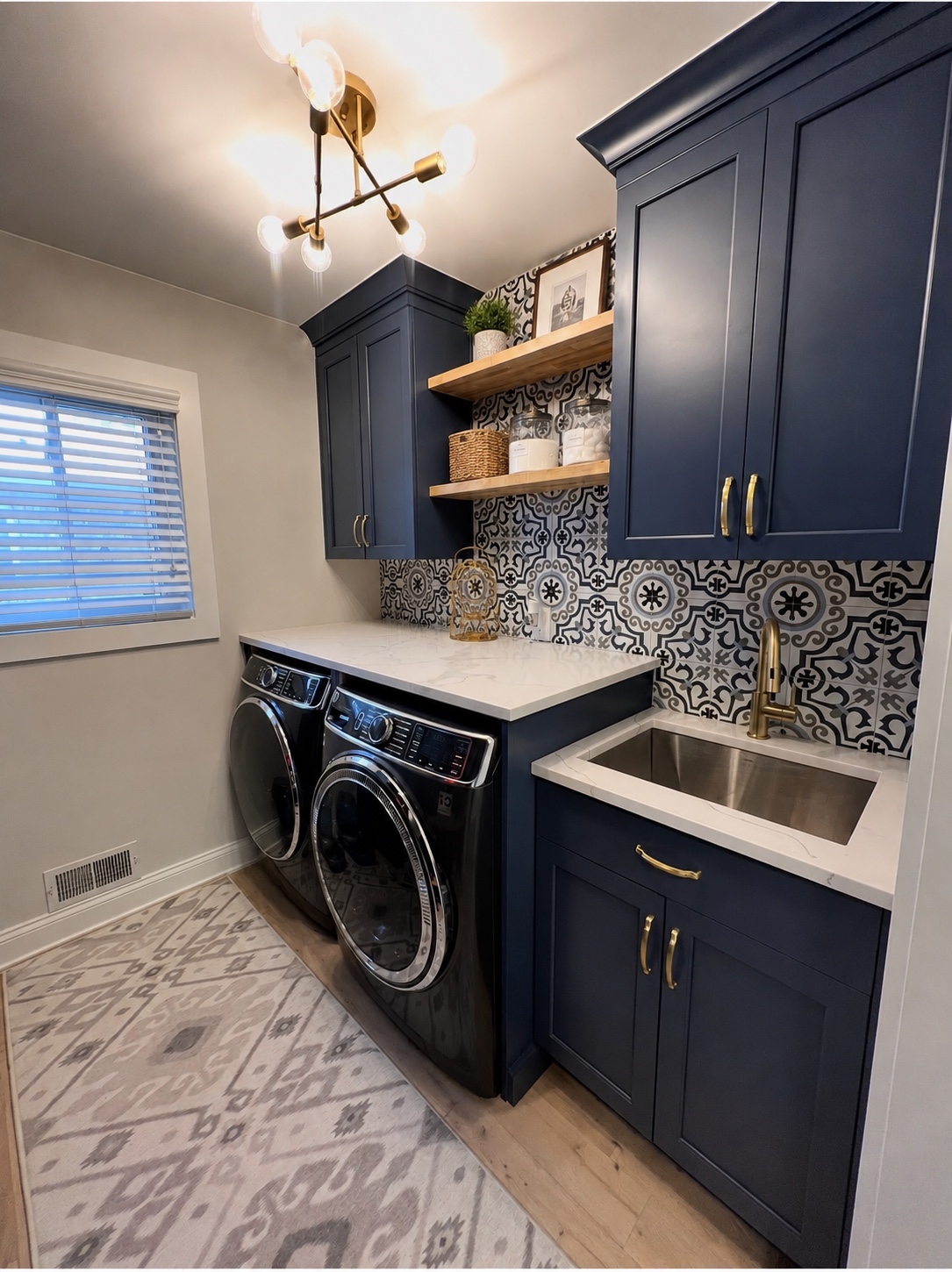 Before and after comparison for Laundry Room + Mudroom Transformation