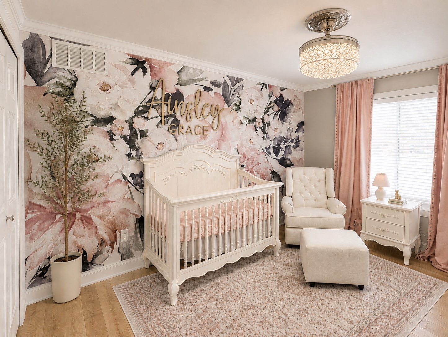Before and after comparison for Baby Girl’s Nursery Transformation